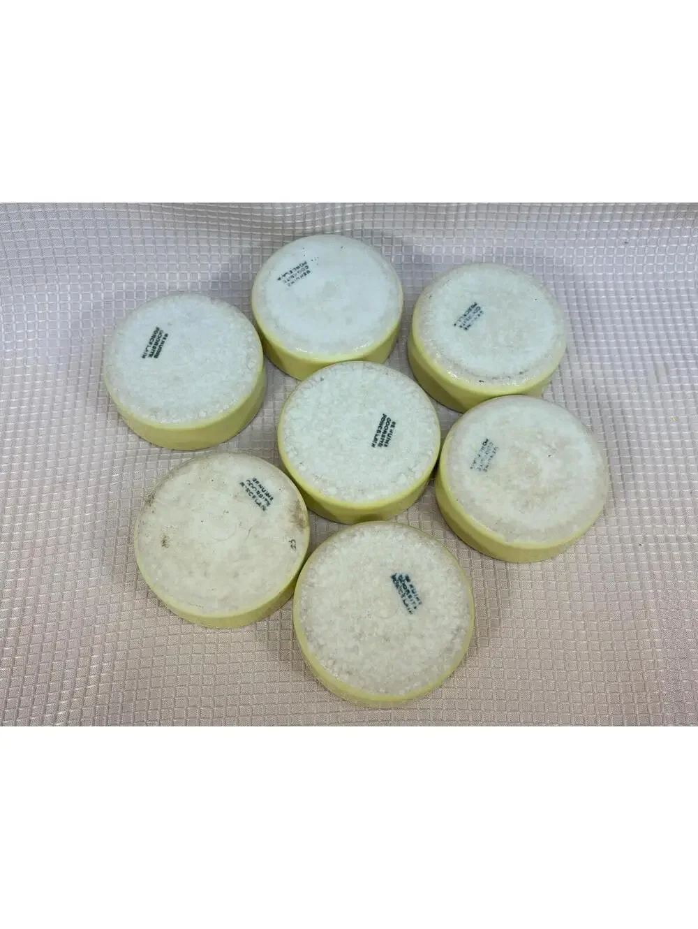 181 - set of 7 Coorsite Porcelain Salt Cellars - Yellow